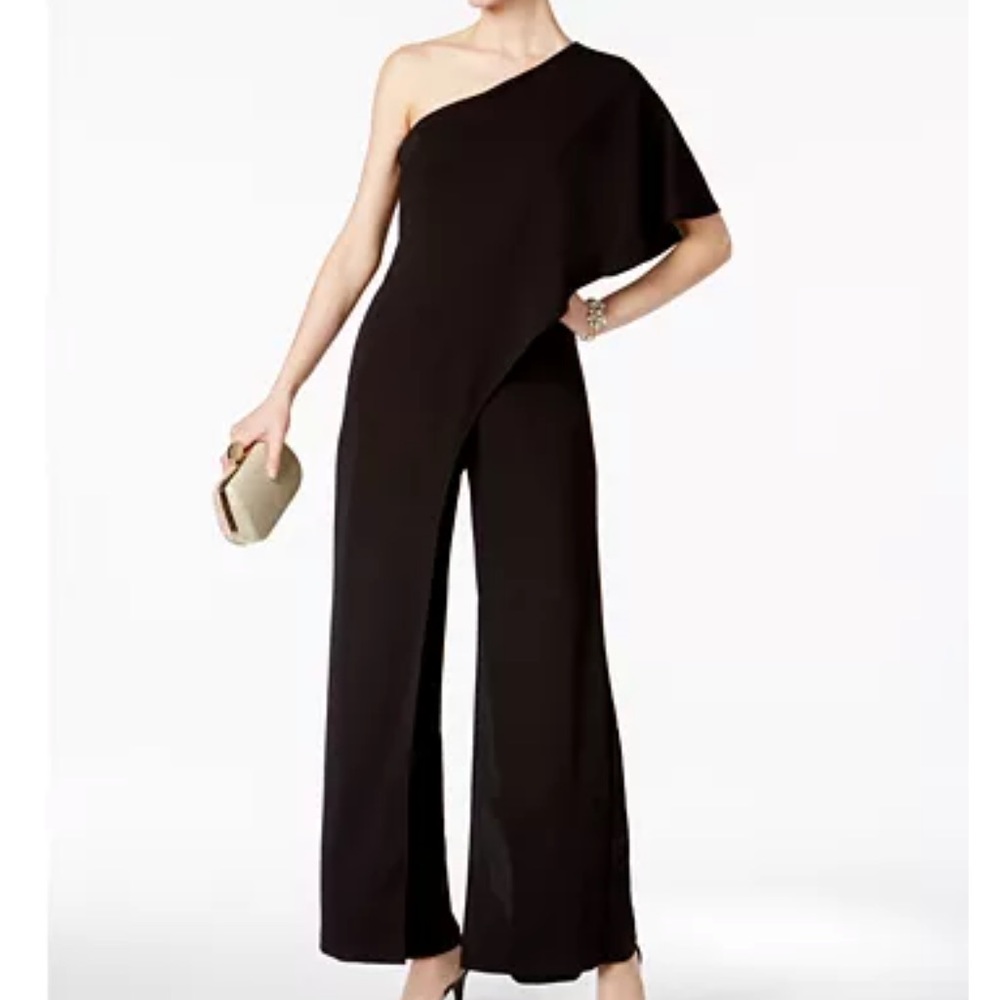 Adrianna Papell One Shoulder Black Jumpsuit